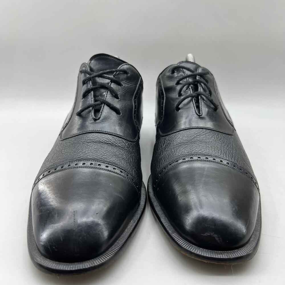 Mezlan Andrew Cap Toe Oxford Men Size 11 M Black Leather Medallion Dress Shoes - Picture 2 of 11